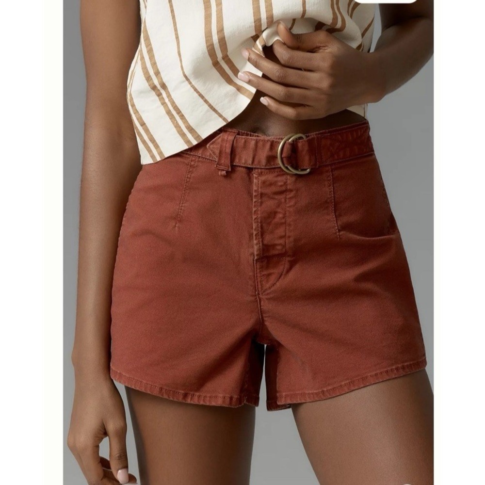 Anthropologie Pilcro Women Size 30 Belted Button Front Camp Shorts Cedar